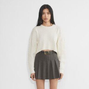 Sunday Best White Crew Neck Sweater with Textured Knit